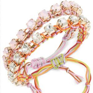 On 34th Gold-Tone 2-Pc. Set Color Crystal Cord Slider Bracelet NWT